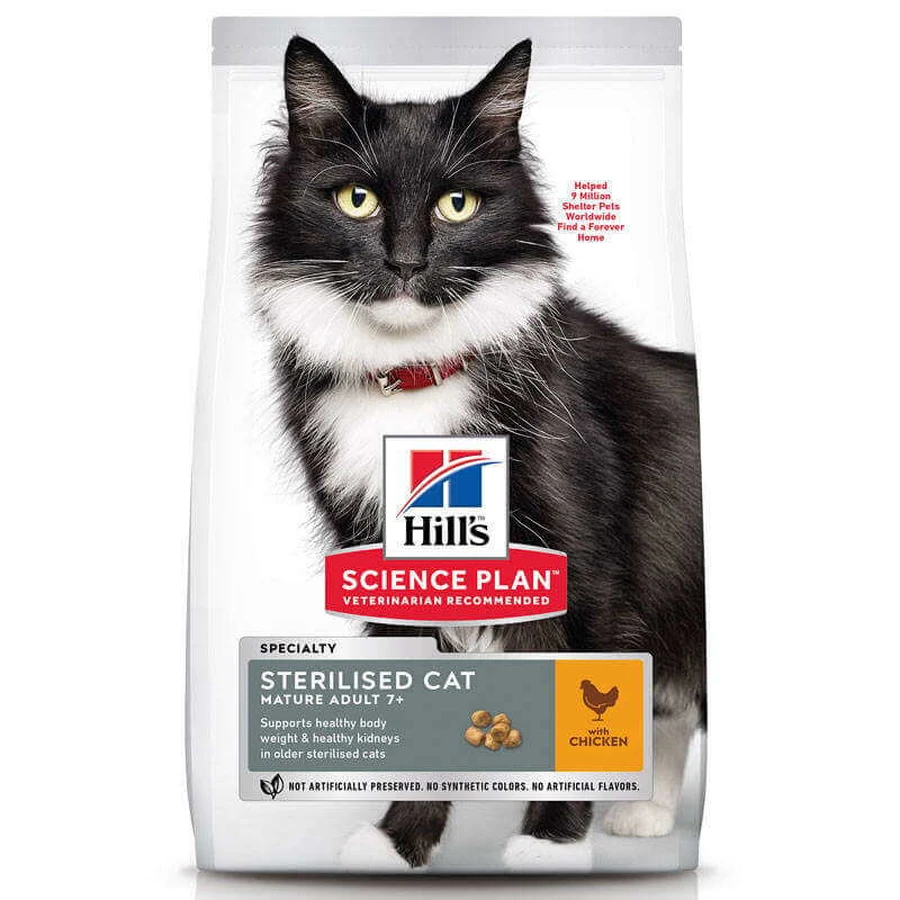 Hill's Science Plan Sterilised Cat Mature Adult 7 + with Chicken - Сухий корм з куркою для стерилізованих котів старше 7 років; 300 г: ціни та характеристики