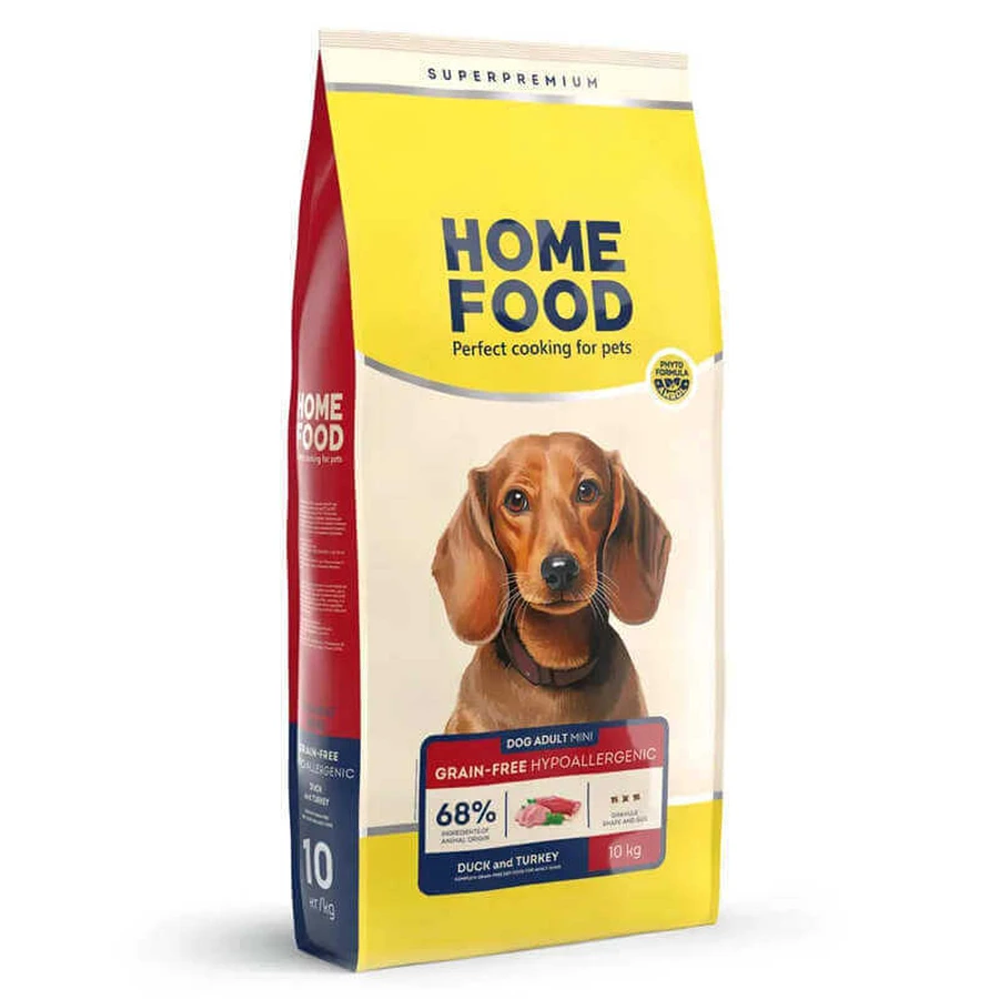 Home Food (Хоум Фуд) Adult Mini - Сухой беззерновой гипоаллергенный корм с уткой и индюшкой для собак малых пород; 10 кг: цены и характеристики