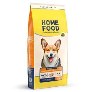 Home Food Healthy skin and shiny coat Adult Medium - Сухий корм з індичкою та лососем для здоров'я шкіри й блиску шерсті у собак середніх порід; 10 кг