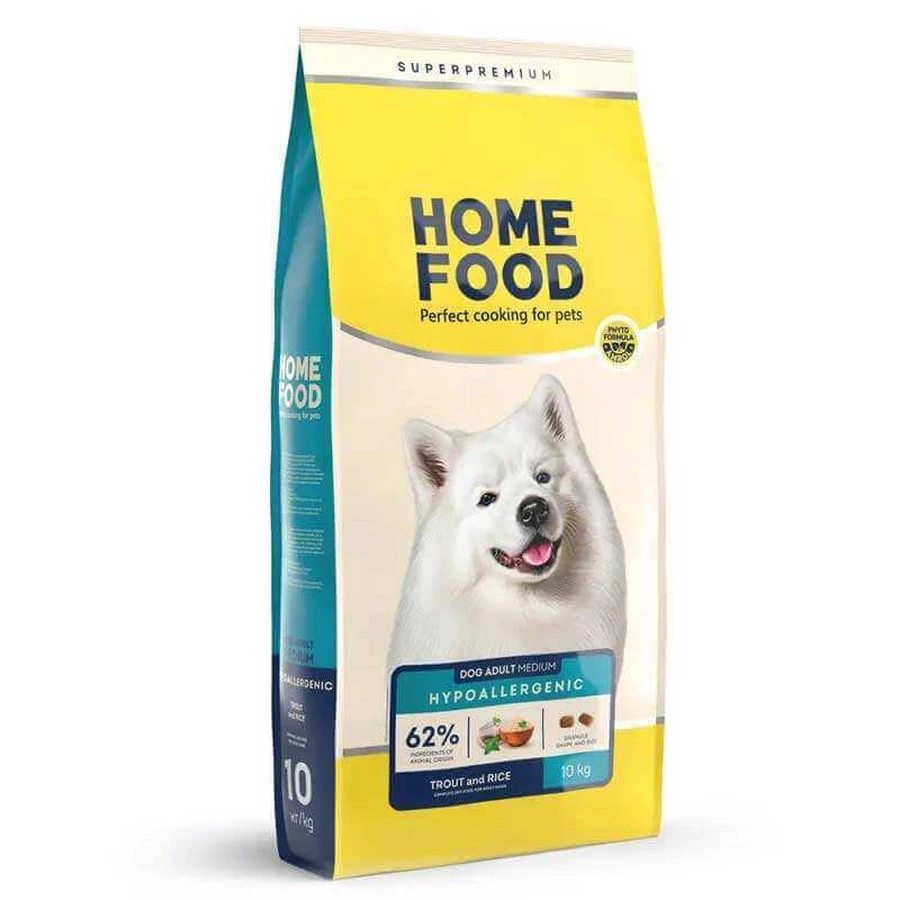 Home Food Hypoallergenic Adult Medium - Гипоаллергенный сухой корм с форелью и рисом для собак средних пород с белой шерстью; 10 кг: цены и характеристики