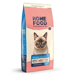 Home Food Hypoallergenic For sterilized - Гипоаллергенный сухой корм Морской коктейль для стерилизованных кошек и кастрированных котов; 10 кг
