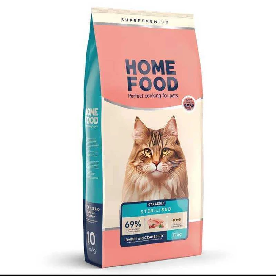 Home Food Sterilised/Neutered - Сухой корм с кроликом и клюквой для стерилизованных кошек и кастрированных котов; 10 кг: цены и характеристики