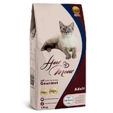 How Meow Gourmet Adult Cat - Сухой полнорационный корм с ягненком, курицей и рыбой для взрослых кошек; 15 кг