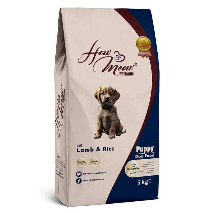 How Meow Puppy - Сухой полнорационный корм с ягненком и рисом для щенков всех пород; 3 кг: цены и характеристики