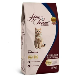 How Meow Sterilised Adult Cat - Сухой полнорационный корм с лососем для взрослых стерилизованных кошек; 15 кг