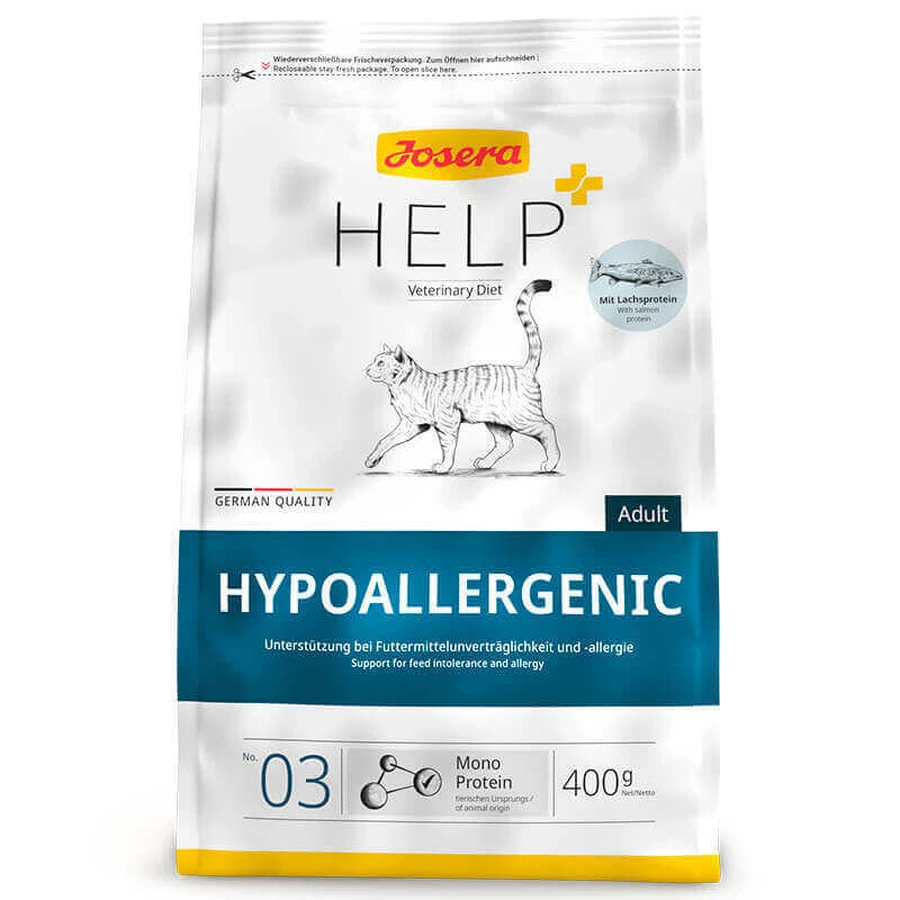 Josera Help Cat Hypoallergenic - Ветеринарна дієта з лососем для зниження харчової непереносимості у котів; 400 г: ціни та характеристики