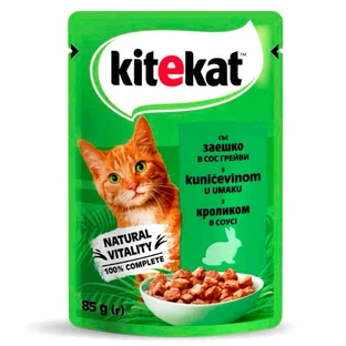 Kitekat (Кітікет) - Вологий корм з кроликом в соусі для котів; 85 г