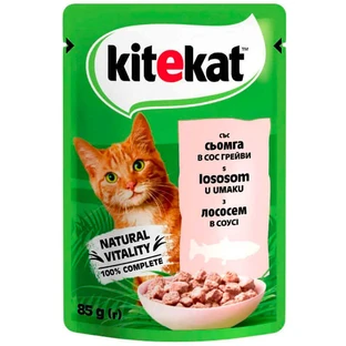 Kitekat (Китикет) - Влажный корм с лососем в соусе для кошек; 85 г