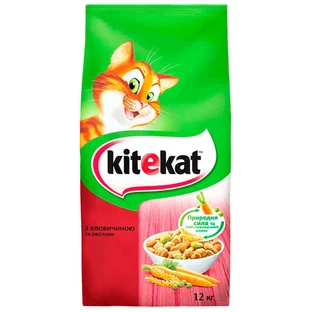 Kitekat (Кітікет) - Сухий корм з яловичиною та овочами для котів; 12 кг