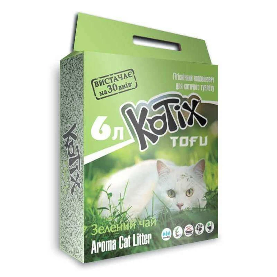Kotix (Котикс) Tofu - Наполнитель соевый для кошачьего туалета; 6 л (Green Tea): цены и характеристики