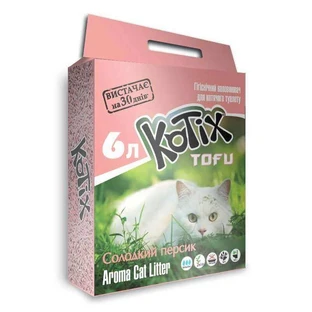Kotix (Котикс) Tofu - Наполнитель соевый для кошачьего туалета; 6 л (Honey Peach)