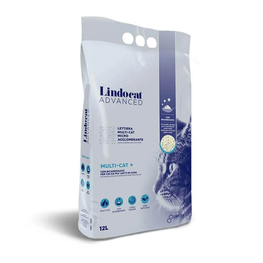 Lindocat (Линдокет) Advanced MultiCat+ - Белый бентонитовый наполнитель с бикарбонатом для кошачьего туалета; 12 л: цены и характеристики