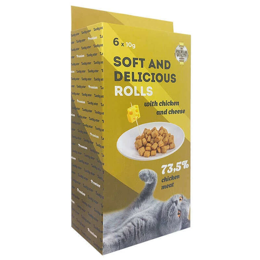 Lucky Star Soft and Delicious Rolls - Лакомства-роллы с курицей и сыром в стиках для кошек; 60 г: цены и характеристики
