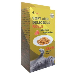 Lucky Star Soft and Delicious Rolls - Лакомства-роллы с тунцом и курицей в стиках для кошек; 60 г