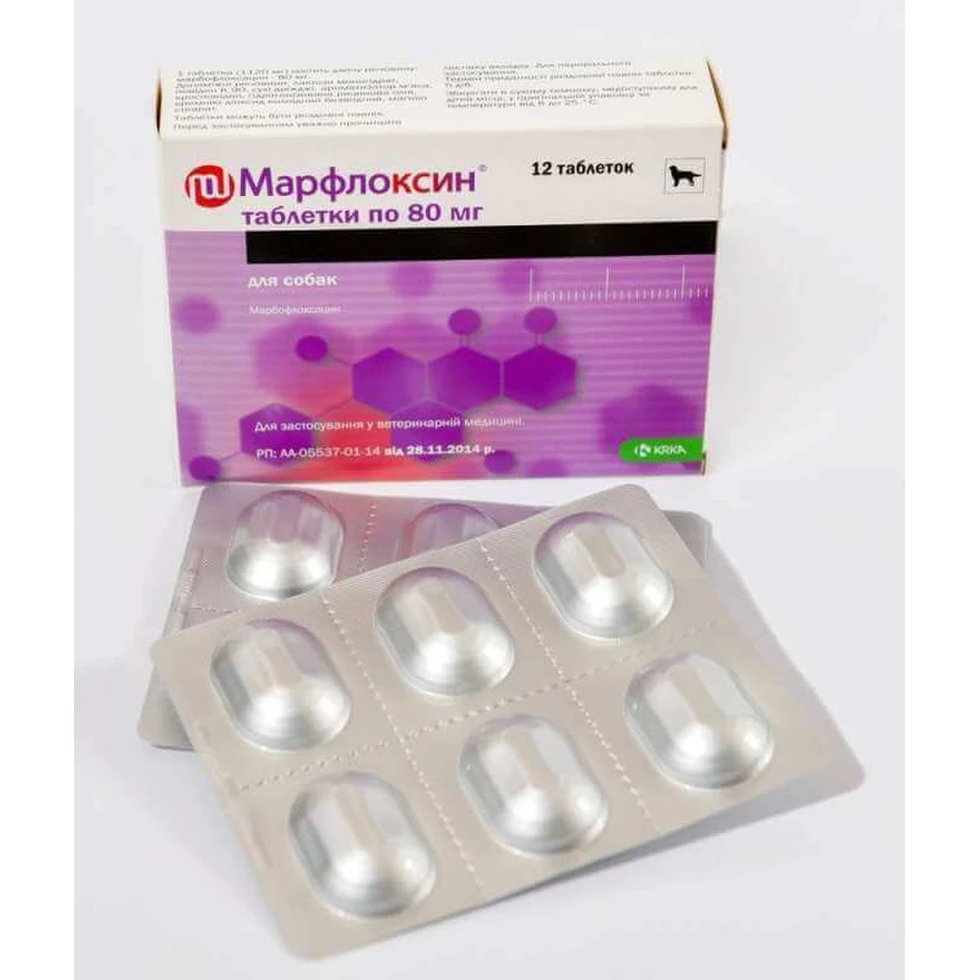 Marfloxin (Марфлоксин) by KRKA - Антибактериальные таблетки для собак и кошек; 80 мг / 12 табл.: цены и характеристики