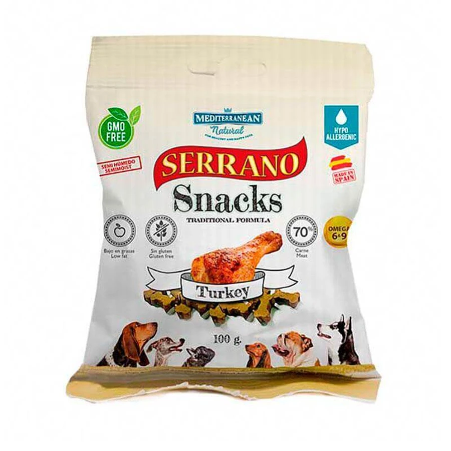 Mediterranean Natural (Медітераніан Натурал) Serrano Snacks Turkey – Натуральні ласощі з індичкою для собак; 100 г: ціни та характеристики