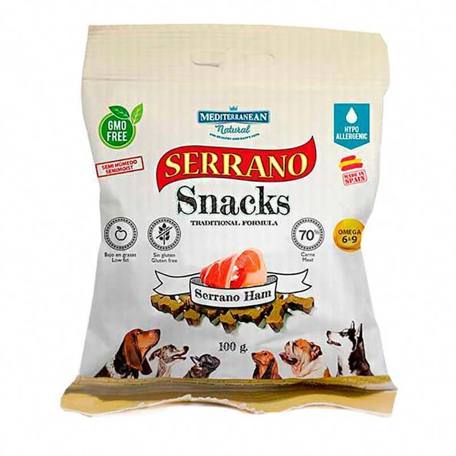 Mediterranean Natural (Медитераниан Натурал) Serrano Snacks Ham – Натуральное лакомство с хамоном для собак; 100 г: цены и характеристики