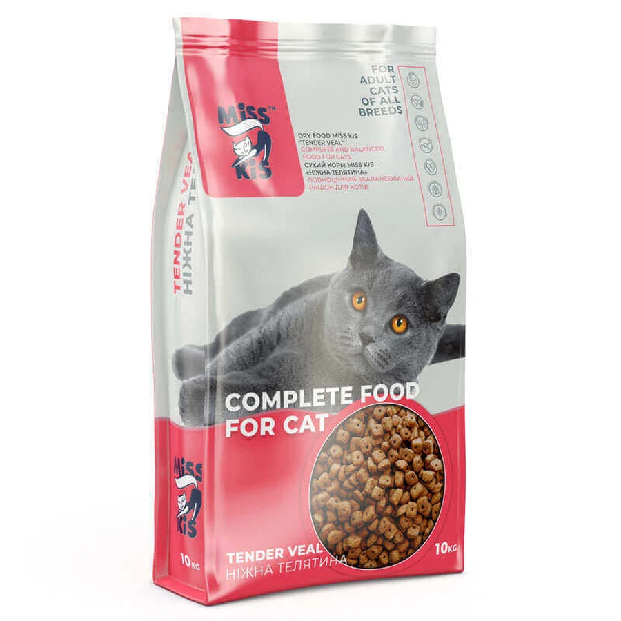 Miss Kis Tender Veal - Сухий повноцінний корм з телятиною для дорослих котів; 10 кг: ціни та характеристики