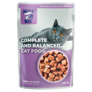 Miss Kis Rabbit in Sauce - Вологий корм з кроликом для дорослих котів (шматочки в соусі); 100 г