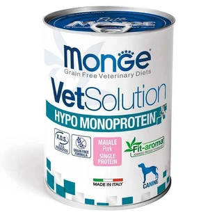 Monge VetSolution Wet Hypo Canine - Вологий корм зі свининою для дорослих собак з чутливим травленням; 400 г