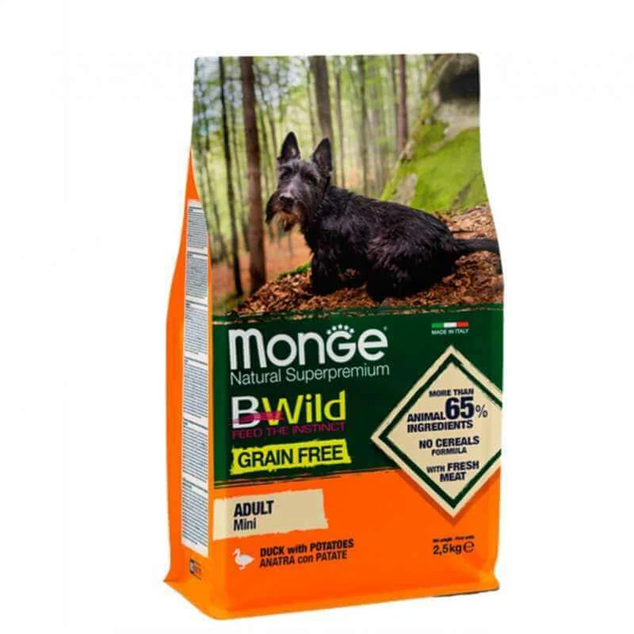 Monge BWild Grain Free Duck Adult Mini - Беззерновий корм з качкою для дорослих собак дрібних порід; 2,5 кг: ціни та характеристики
