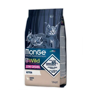 Monge BWild Low Grain Goose Kitten - Сухой низкозерновой корм из мяса гуся для котят; 1,5 кг