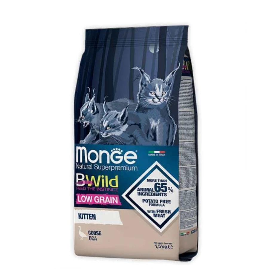 Monge BWild Low Grain Goose Kitten - Сухой низкозерновой корм из мяса гуся для котят; 1,5 кг: цены и характеристики