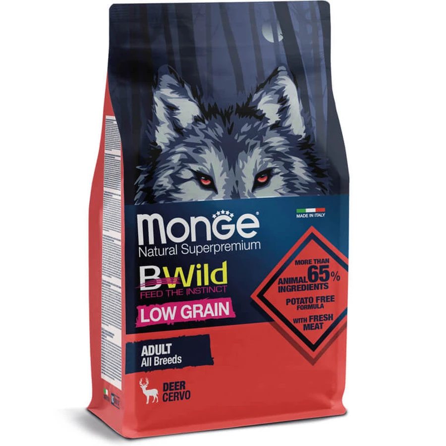 Monge BWild Low Grain Wild Deer Adult All Breeds - Низькозерновий сухий корм із м'яса оленя для дорослих собак усіх порід; 2,5 кг: ціни та характеристики