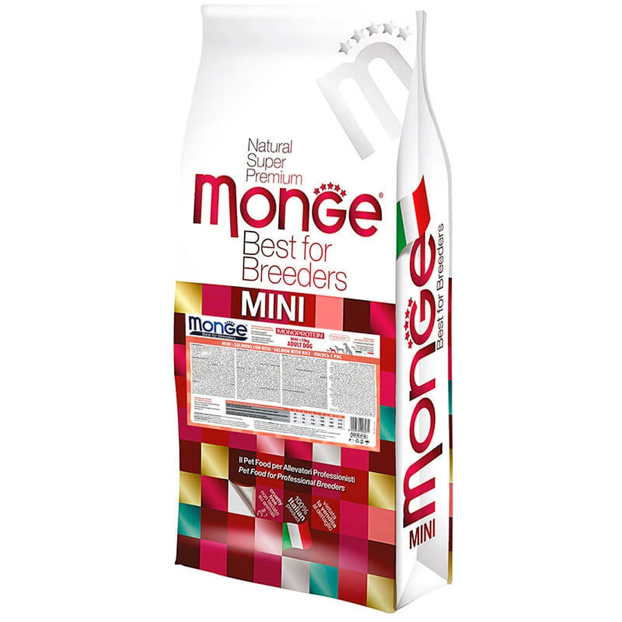 Monge Monoprotein Mini Adult Salmon with Rice - Сухий монопротеїновий корм із лососем та рисом для дорослих собак маленьких порід; 15 кг: ціни та характеристики