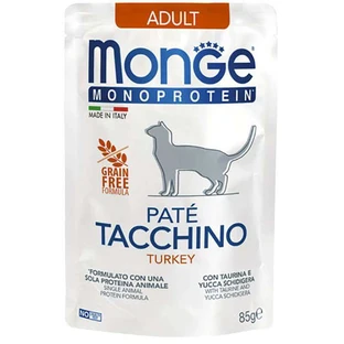 Monge Pate Turkey Adult Cat – Вологий монопротеїновий корм з індички для дорослих котів (паштет); 85 г