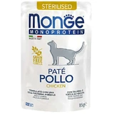 Monge Pate Chicken Adult Sterilized Cat – Влажный монопротеиновый корм с курицей для взрослых стерилизованных котов (паштет); 85 г