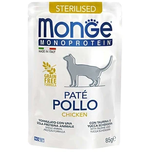 Monge Pate Chicken Adult Sterilized Cat – Влажный монопротеиновый корм с курицей для взрослых стерилизованных котов (паштет); 85 г
