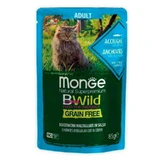 Monge BWild Grain Free Wet Anchovies Adult Cat - Вологий беззерновий корм їз анчоусів з додаванням овочей для дорослих котів (шматочки в соусі); 85 г