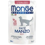 Monge Pate Beef Adult Sterilized Cat – Влажный монопротеиновый корм с говядиной для взрослых стерилизованных котов (паштет); 85 г