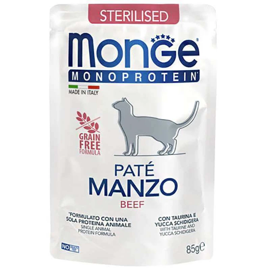 Monge Pate Beef Adult Sterilized Cat – Вологий монопротеїновий корм із яловичиною для дорослих стерилізованих котів (паштет); 85 г: ціни та характеристики