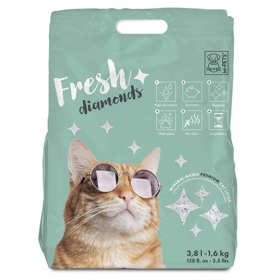 M-Pets (М-Петс) Fresh Diamonds Silica Cat Litter Unscented - Наповнювач силікагелевий для котячого туалету без ароматизатора; 3,8 л / 1,6 кг Sale!: ціни та характеристики