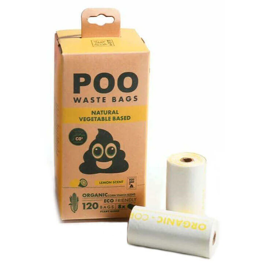 M-Pets (М-Петс) POO Dog Waste Bags Lemon Scented – Биологически разлагаемые пакеты с ароматом лимона для уборки за животными; 120 шт. (Белый): цены и характеристики