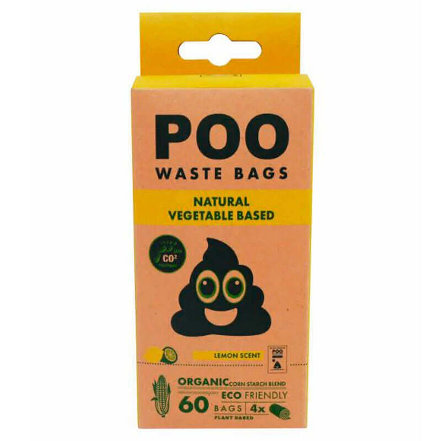 M-Pets (М-Петс) POO Dog Waste Bags Lemon Scented – Біологічно розкладні пакети з ароматом лимона для прибирання за тваринами; 60 шт. (Білий): ціни та характеристики