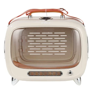 M-Pets (М-Петс) Sixties TV Pet Carrier – Переноска ТВ 60-х для котів та собак дрібних порід і гризунів; 44,7x26,6x38,4 см (Білий)