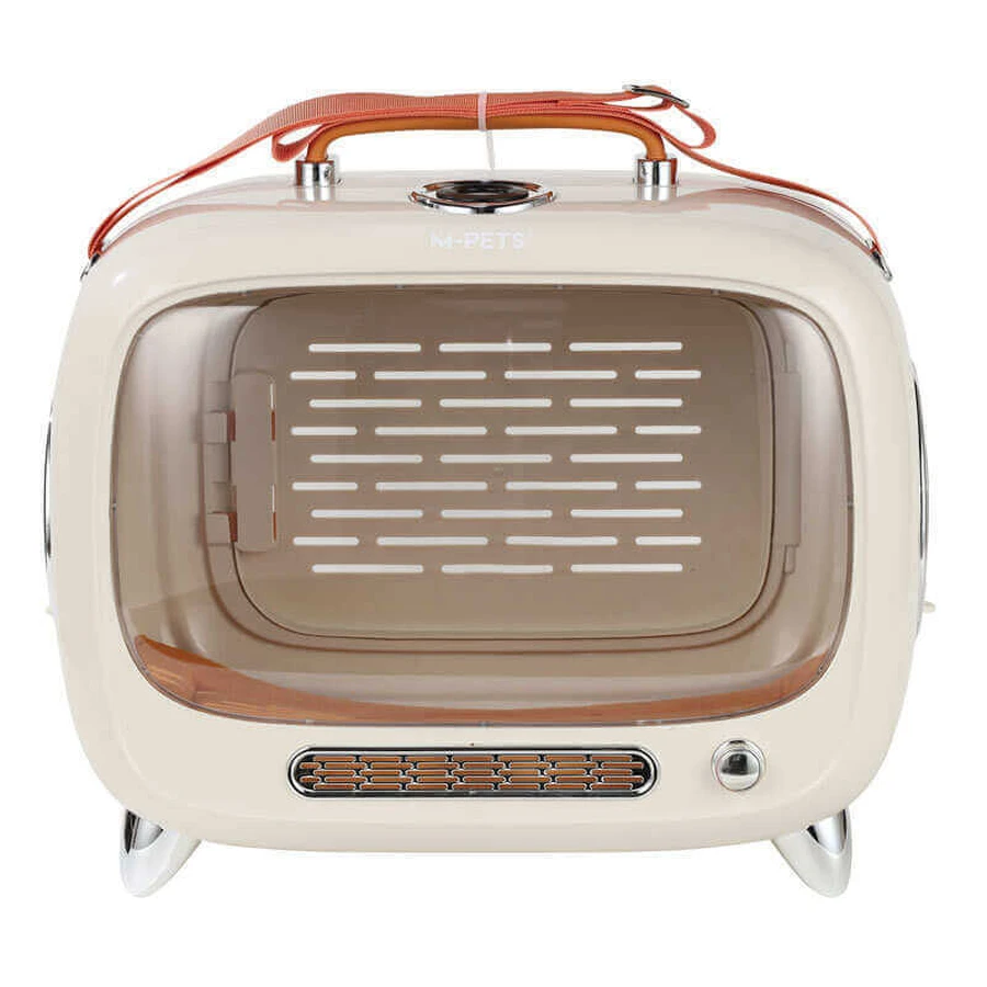 M-Pets (М-Петс) Sixties TV Pet Carrier – Переноска ТВ 60-х для котів та собак дрібних порід і гризунів; 44,7x26,6x38,4 см (Білий): ціни та характеристики