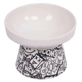 M-Pets (М-Петс) Urbanstyle Tilt'd Raised Ceramic Bowl - Піднята керамічна чаша для тварин; 350 мл (Чорний / Білий)