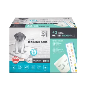 M-Pets (М-Петс) Uritest Pro 10 Training Pads + 2 Uritest Pads - Одноразові пелюшки + пелюшки для тестування розладів та захворювань сечовивідних шляхів у собак; 60х60 см / 50+2 шт.
