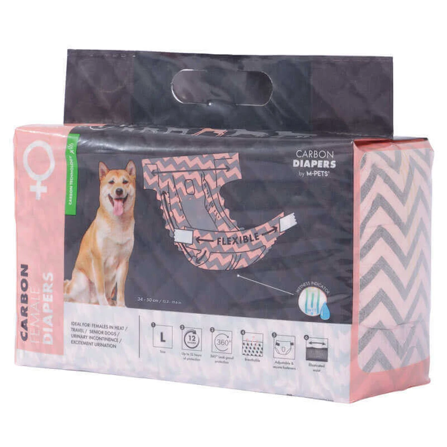 M-Pets Carbon Diapers Female Dog - Підгузки гігієнічні для собак-дівчаток; L / 34х50 см: ціни та характеристики