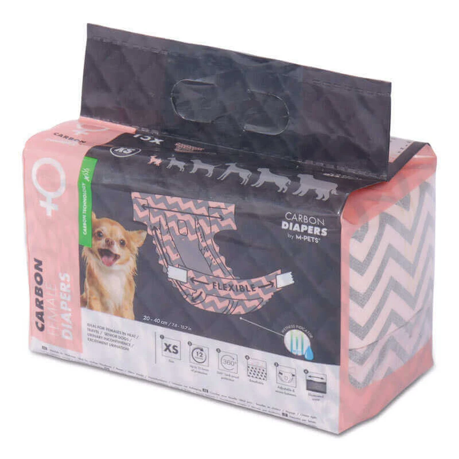 M-Pets Carbon Diapers Female Dog - Підгузки гігієнічні для собак-дівчаток; XS / 20х40 см: ціни та характеристики