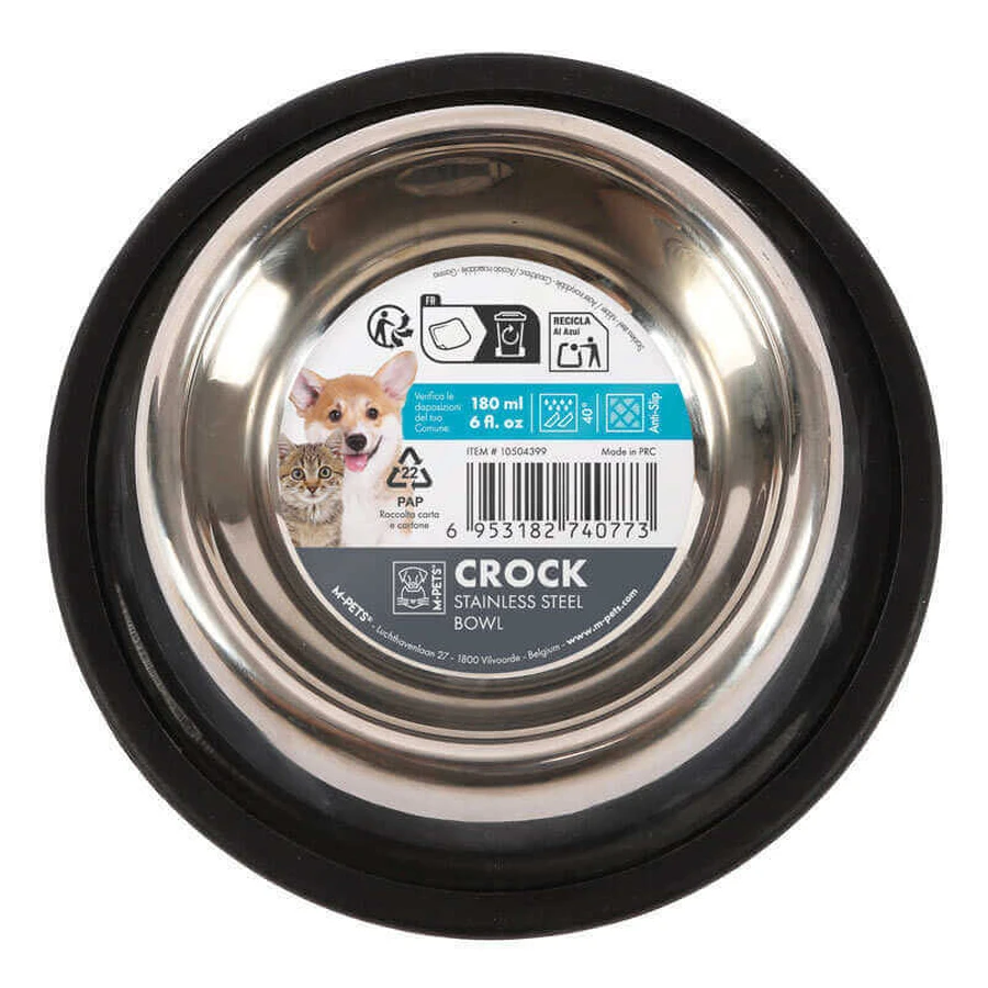 M-Pets Crock Bowl - Металлическая миска с нескользящей основой для собак и кошек; 180 мл: цены и характеристики