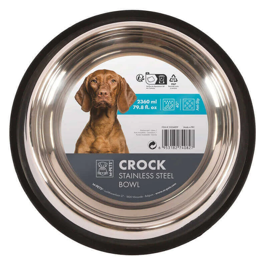 M-Pets Crock Bowl - Металлическая миска с нескользящей основой для собак и кошек; 2360 мл: цены и характеристики
