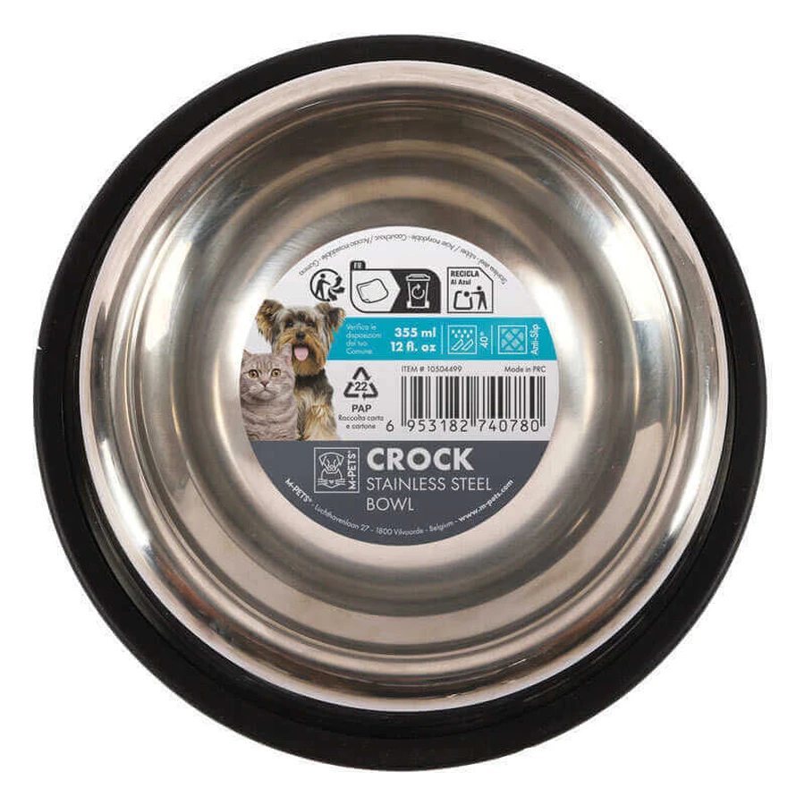 M-Pets Crock Bowl - Металева миска з нековзною основою для собак і котів; 355 мл: ціни та характеристики