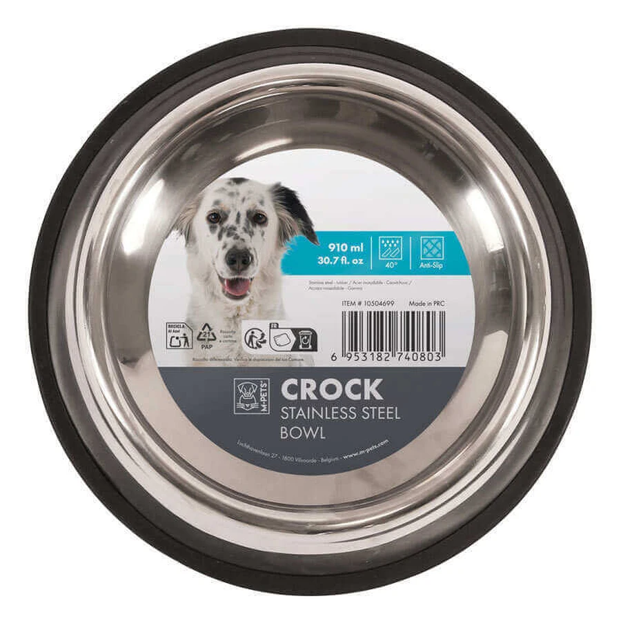 M-Pets Crock Bowl - Металева миска з нековзною основою для собак і котів; 910 мл: ціни та характеристики