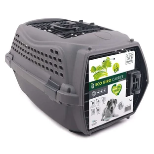 M-Pets Eco Giro Carrier - Пластиковая переноска для кошек и маленьких собак; 57,2x36,5x32,76 см (Тёмно-серый)