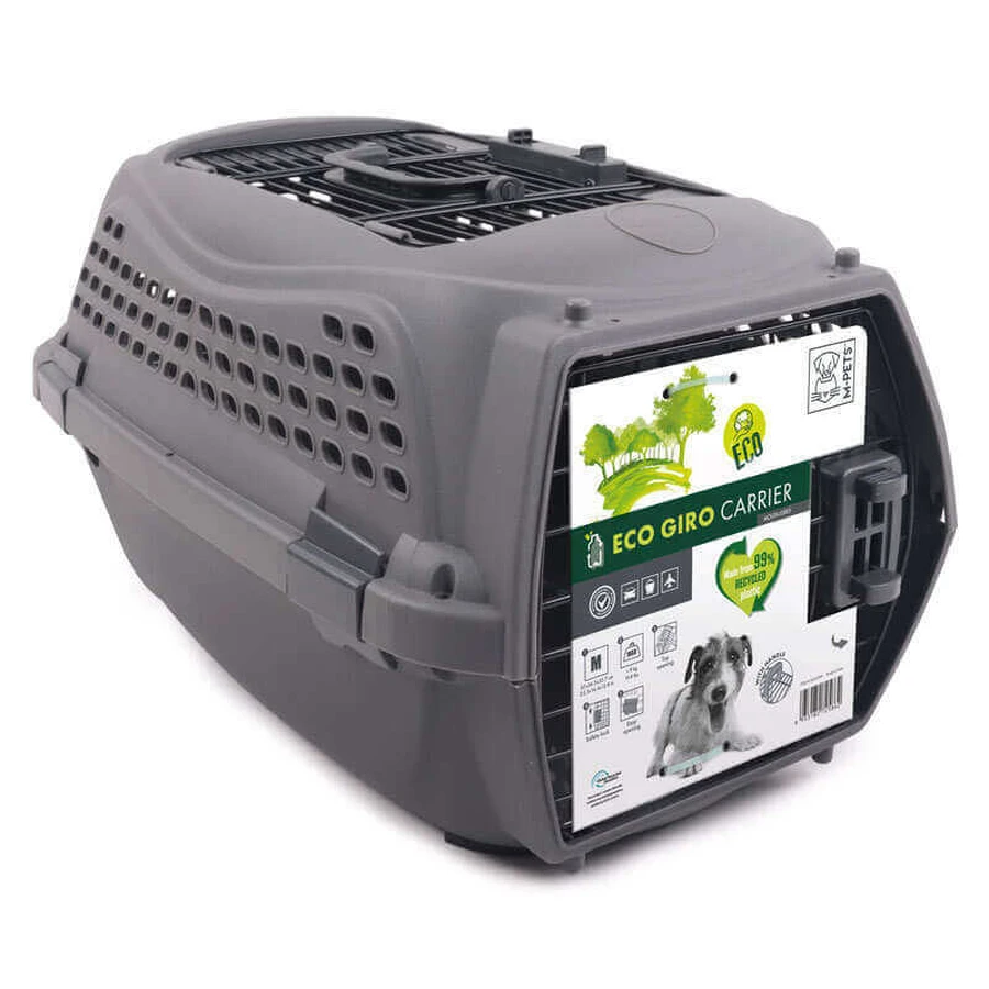 M-Pets Eco Giro Carrier - Пластиковая переноска для кошек и маленьких собак; 57,2x36,5x32,76 см (Тёмно-серый): цены и характеристики